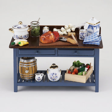 Blå Stort Arbejdsbord med Design