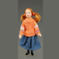 Porcelænsdukke, pige i orange pullower