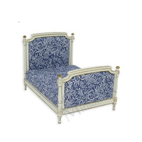 Seng Louis XVI elfenbensfarvet / guld, old blue