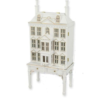 Dukkehus på bord, hvid,  skala 1:144