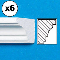 Loftliste, hvidlakeret 45 x 1 x 1,3 cm 6 stk.