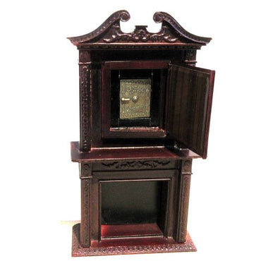 Kamin , mahogny m/ spejl, indbygget pengeskab,Bespaq