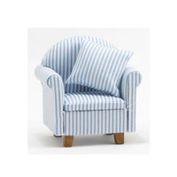 Lænestol ,, new design " lysblå strib + 1 pude