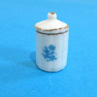 Porcelænskrukke m/låg "Tussilago" Blå blomst