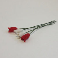 Tulipaner rød/hvid 4 stk. fimo