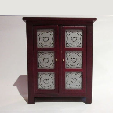 Dækketøjsskab, mahogny m/ ægte glaslåger