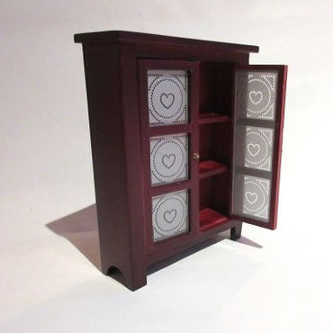 Dækketøjsskab, mahogny m/ ægte glaslåger