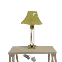 Bordlampe,messing med gul skærm