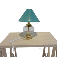 bordlampe grøn skærm, glas fod