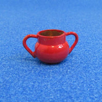 Skål med 2 hanke, rød metal