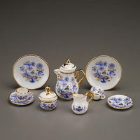 Barok kaffeservice Blue onion/guld