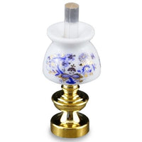 Petrol lampe, porcelæn uden el- Blue onion/guld