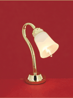 Skrivebordslampe, messing, tulipanskærm