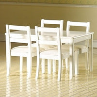 Spisebord med 4 stole, hvidlakeret