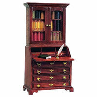 Chippendale Sekretær top m. 2 låger, ægte glas KIT  ubh. bøger medfølger ikke