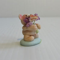 Bamse m/ blomster Fimo, håndlavet