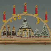 Julepynt, håndmalet kirke ( træ)