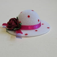 Damehat m/ rosa dots + rød rose