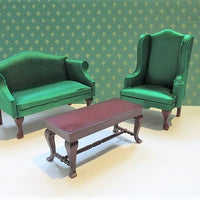 Sofagruppe, 2 dele, Grøn silke ( Uden sofabord)