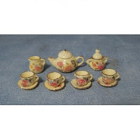 Thestel 4 pers. gul m/blomster