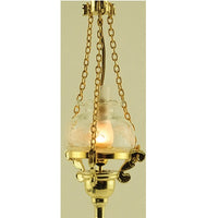 Loftlampe, messing m/ glasskærm