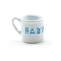 Baby krus Hvid m/blå håndmalet, metal