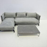 Sofa m/ grå Micro Ruskind +grå sofabord