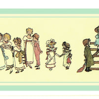 Kate Greenaway frise, blå/ grøn
