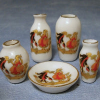 Vase sæt ,,Figurine" porcelæn 6 vaser + 1 skål