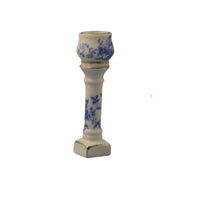 Blomsteropsats i porcelæn, hvid m/ blå blomstermotiv