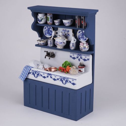 Blå køkkenvask m/ deco blue onion