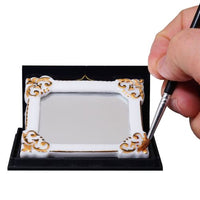 Spejl, porcelæn m/ guldhjørner reutters