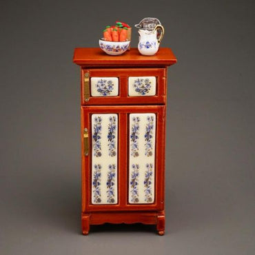 Køleskab med frys og deco, blue onion og guld