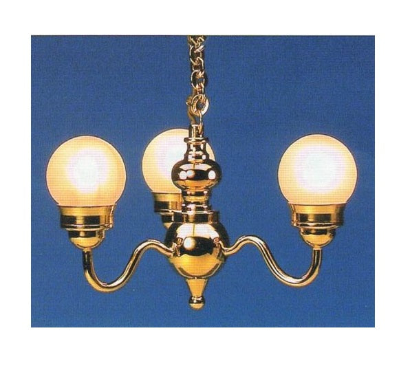 3 armet lysekrone m/ opalglaskugler