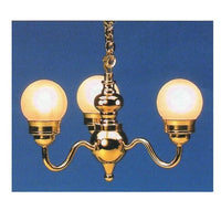 3 armet lysekrone m/ opalglaskugler