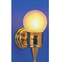 Væglampe forgyldt m/ opalglaskugle