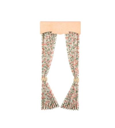 Gardinkappe + blomstret/beige gardin