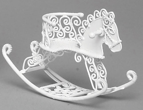 Gyngehest, hvid metal