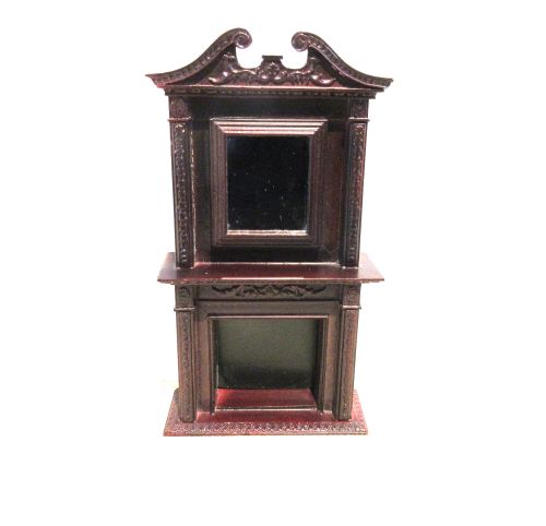 Kamin , mahogny m/ spejl, indbygget pengeskab,Bespaq