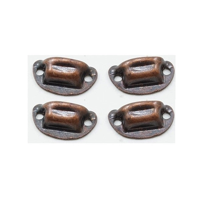 Victoriansk skuffebeslag 4 stk. robbet bronze