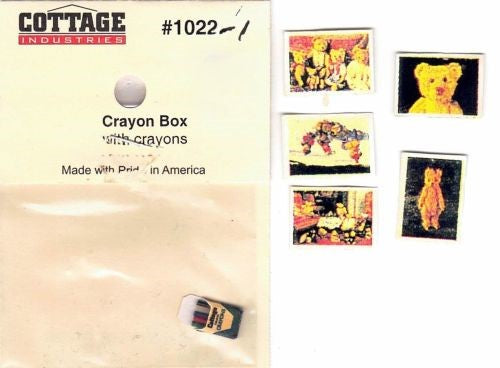 Box m/ farveblyanter + div. bamse billeder