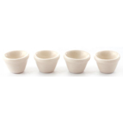 Blomsterpotter eller budding skål hvid porcelæn 4 stk.
