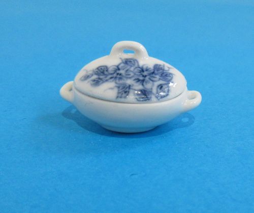 Porcelænskål m/låg blå blomst