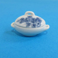 Porcelænskål m/låg blå blomst