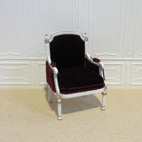 Lænestol hvid/guld  rød velour ( Bespaq )