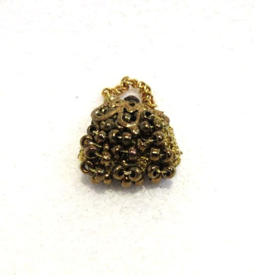 Perle taske, håndl. ,,guld"