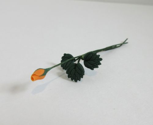 Orange rose knop m/blade, fimo