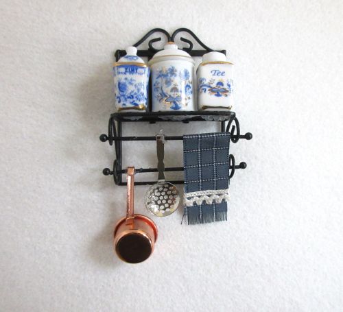 Køkken metal vægreol m / deco blue onion