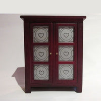 Dækketøjsskab, mahogny m/ ægte glaslåger