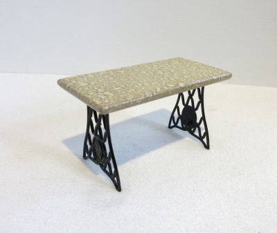 Heidi ott bistro bord sort metal, beige ,, marmor"